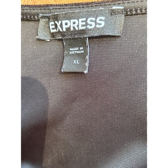 Express Bodysuit Black Velveteen XL Thong Style Long Sleeve Whimsy Goth - Picture 3 of 7